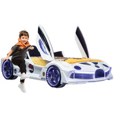 Midnight White Double Car Beds for Kids