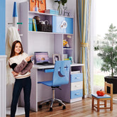 Kids Study Table and Chair with Bookshelf & Desk For Teens Living/ Bed Room,Blue