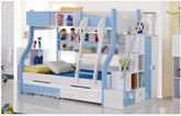 Single Over Double Bunk Bed with Trundle staircase drawers children bedroom – Stylish & Fun Kids' Bedroom Set!