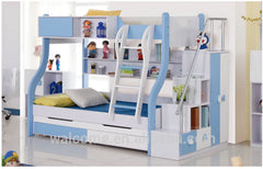 Single Over Double Bunk Bed with Trundle staircase drawers children bedroom – Stylish & Fun Kids' Bedroom Set!