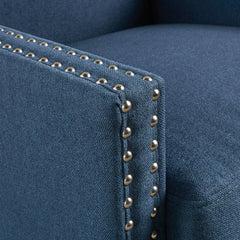 Cecilia Classic Studded Dark Blue Wingback Club Armchair