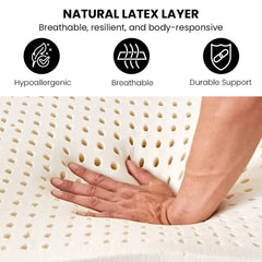 KINGSTON SLUMBER Premium Luxury 34cm Double Mattress, Medium-Firm, Natural Latex Layer, Euro Top, 7-Zone Pocket Spring