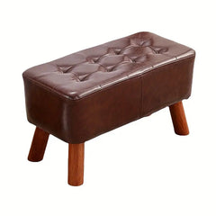 NNETM Elegant Hardwood Entryway Faux Leather Bench