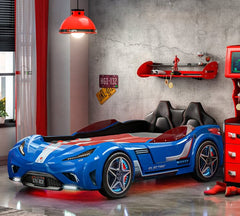 GTE Blue Sports Car Bed for Kids – Eco-Friendly, LED Lights & Realistic Sound