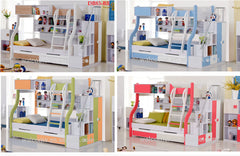 Single Over Double Bunk Bed with Trundle staircase drawers children bedroom – Stylish & Fun Kids' Bedroom Set!