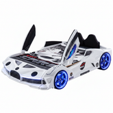 White Car Bed Frame Angled