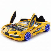 Hyper Yellow Double Car Beds for Kids