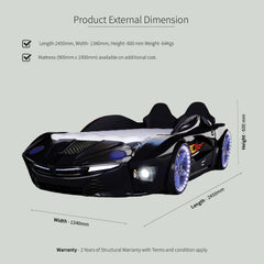 Luxury Kids Racing Black Car Beds with Lights and Sounds