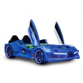 Premium Kids Racing Blue Double Car Bed