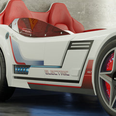GTE White Sports Car Bed for Kids – Eco-Friendly, LED Lights & Realistic Sound