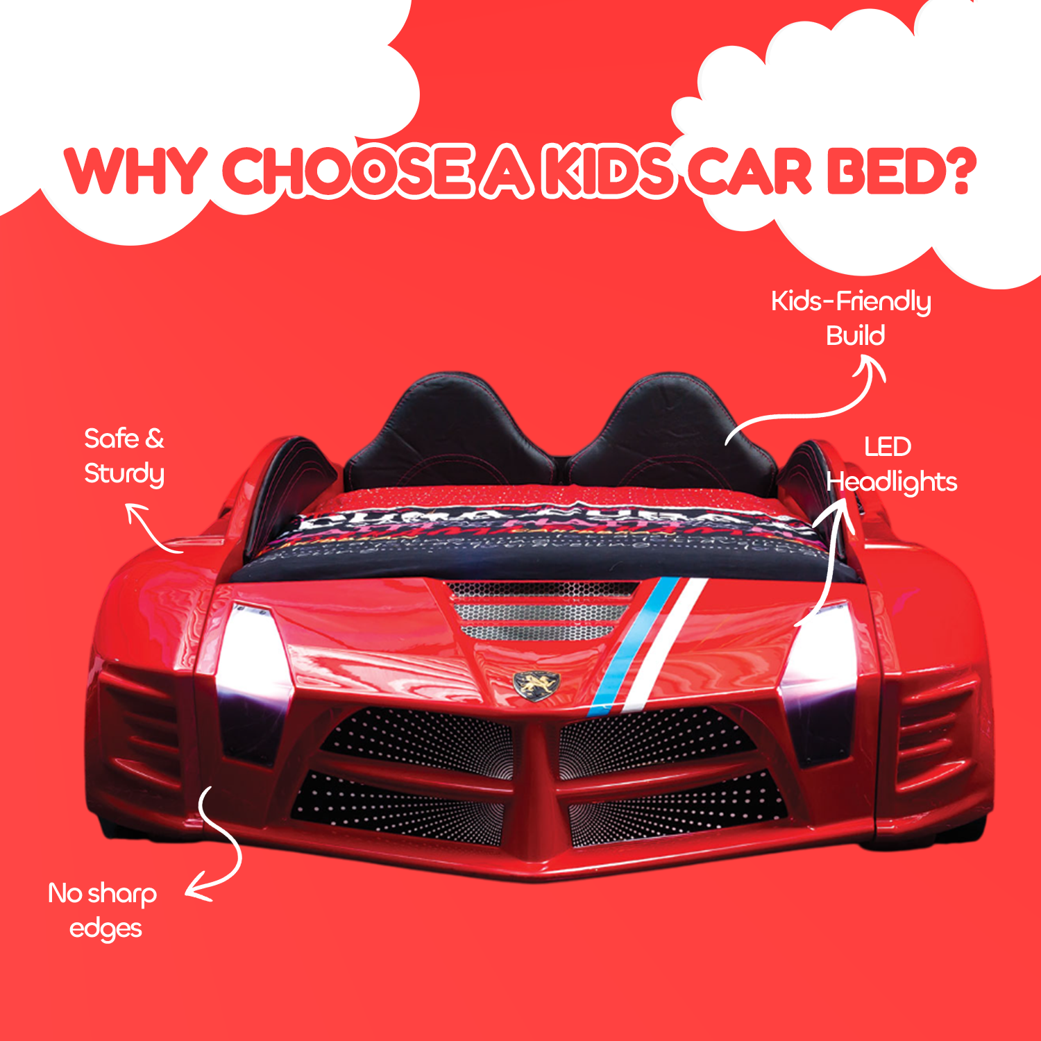 Hyper Champion Kids Car Bed