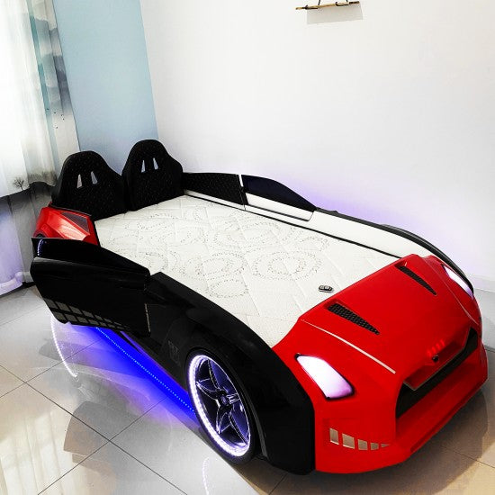 GTX Sports Red Black Racing Car Beds with Lights and Sounds