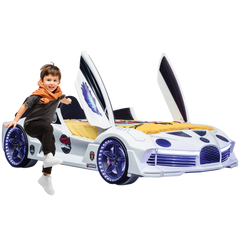 Midnight White Double Car Beds for Kids