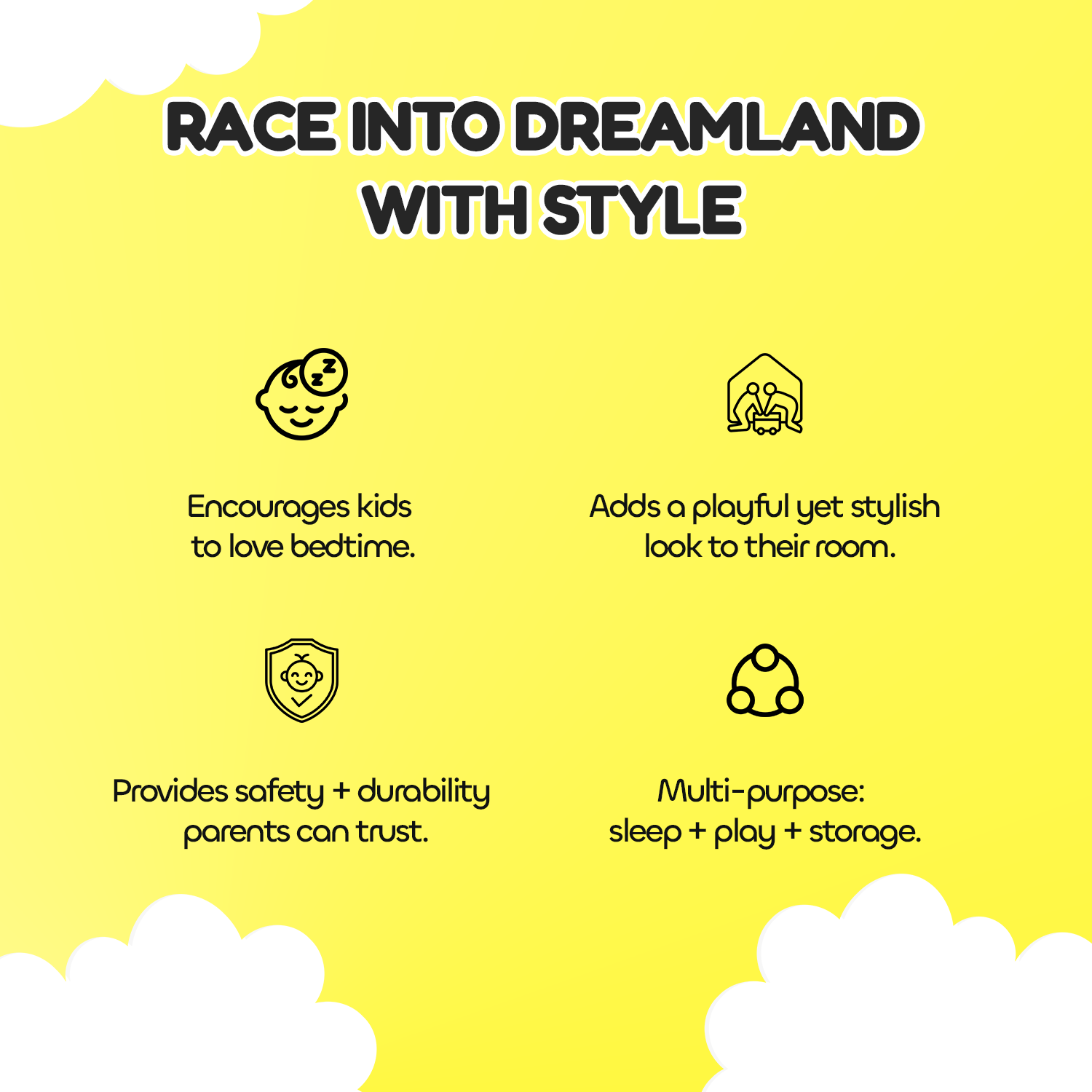 Hyper Yellow Double Car Beds for Kids