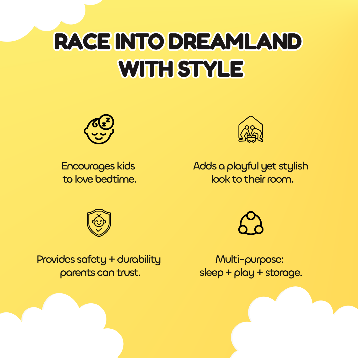 Hyper Champion Yellow Kids Car Bed