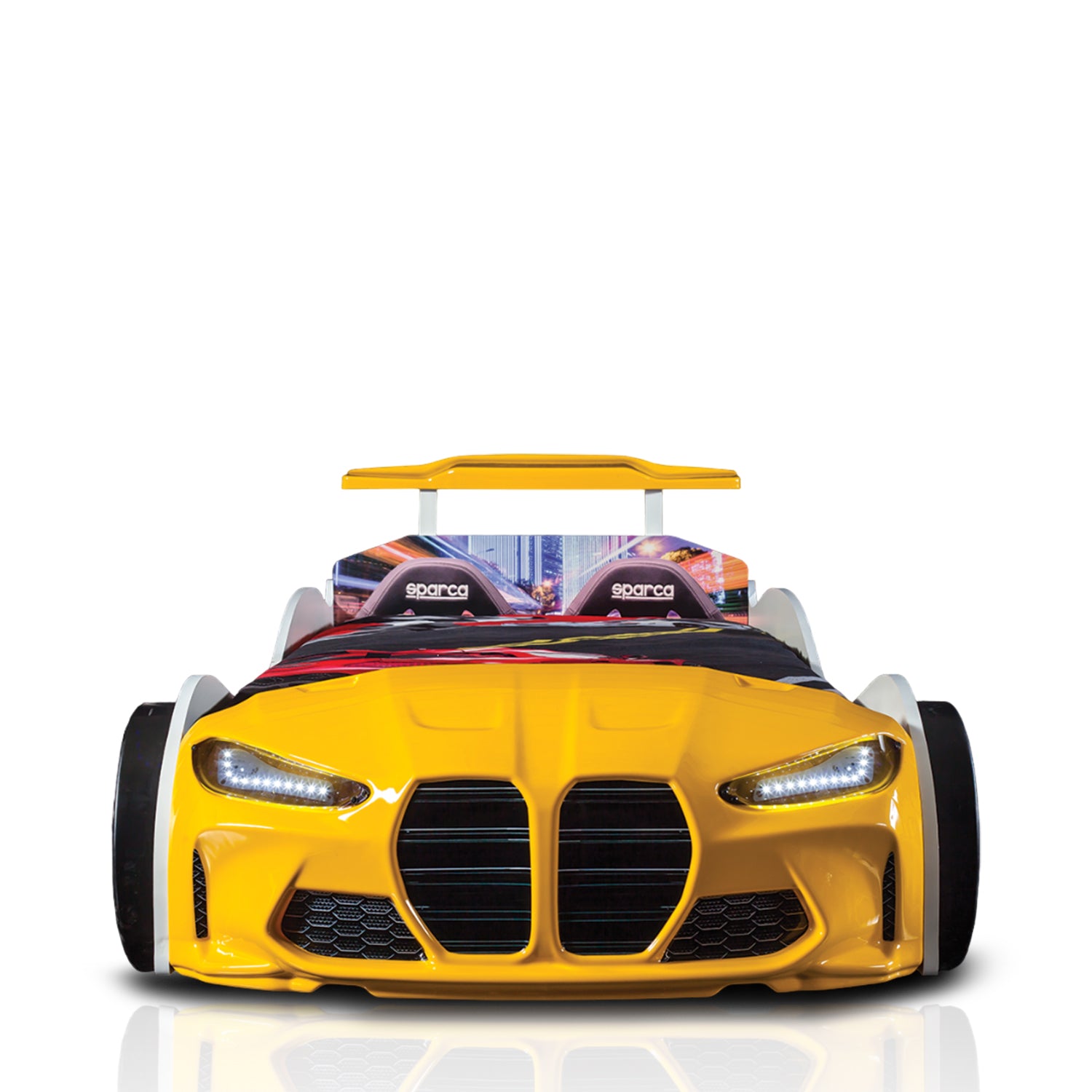 Turbo Speed Yellow  Kids Race Car Bed