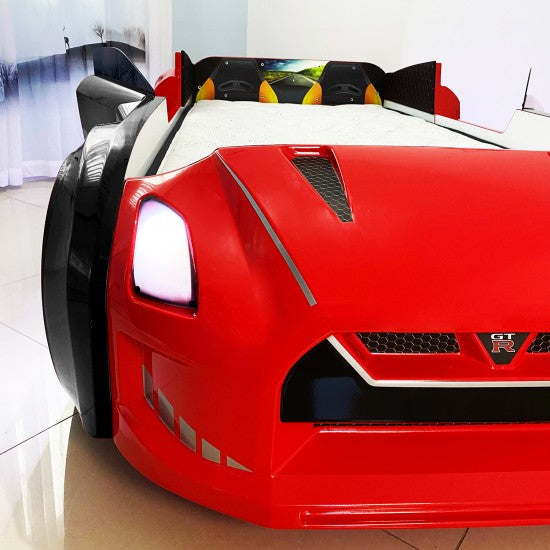 GTX Sports Red Black Racing Car Beds with Lights and Sounds