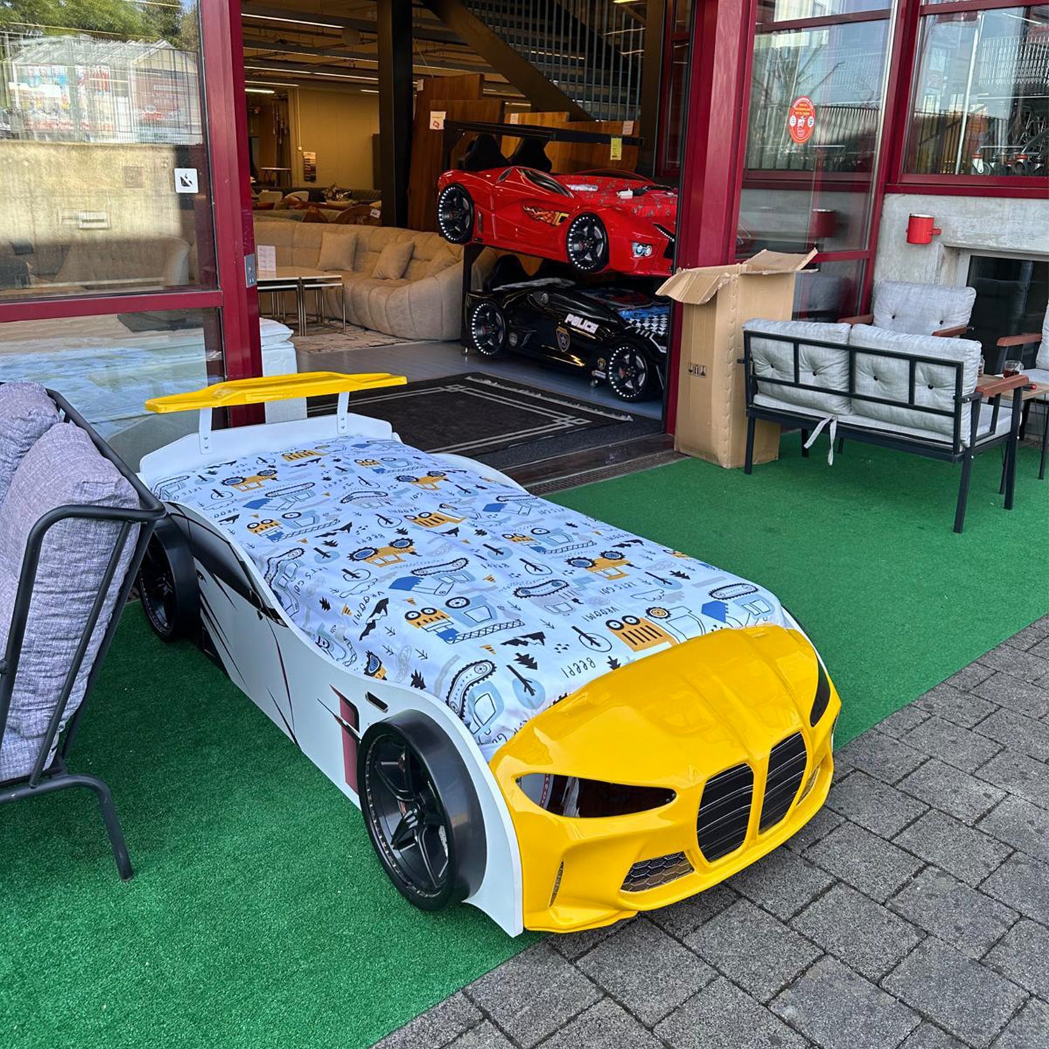 Turbo Yellow  Kids Race Car Beds