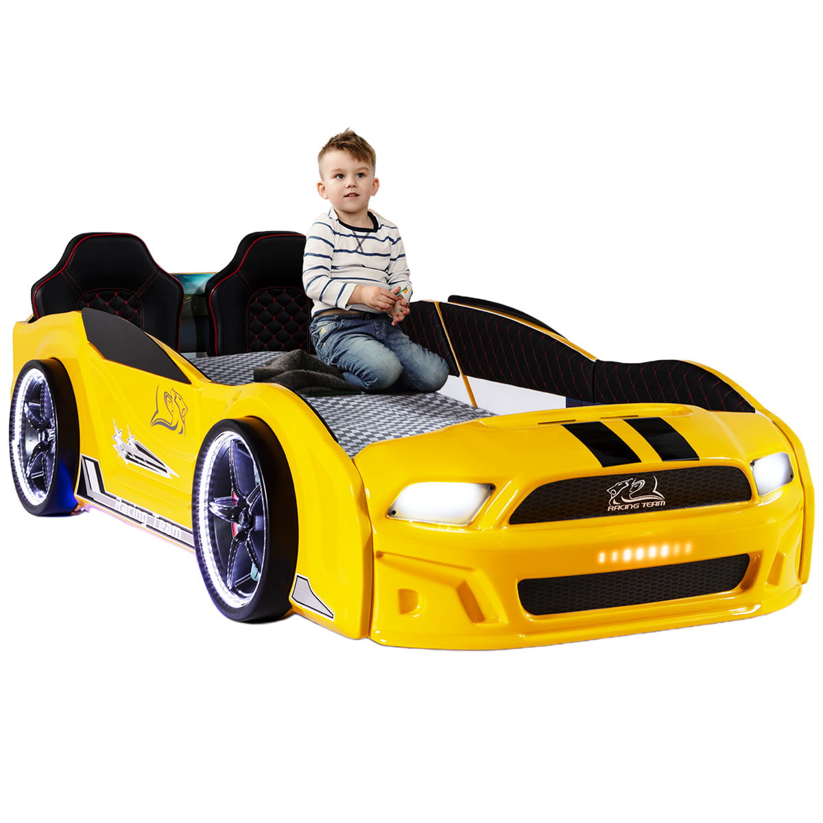 Yellow Speed  Race Car Beds for Kids