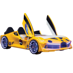 Hyper Yellow Double Car Beds for Kids