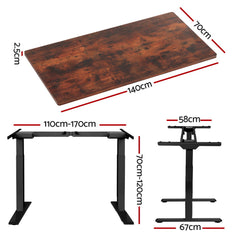 Artiss Standing Desk Motorised Dual Motor Rustic Brwon 140CM