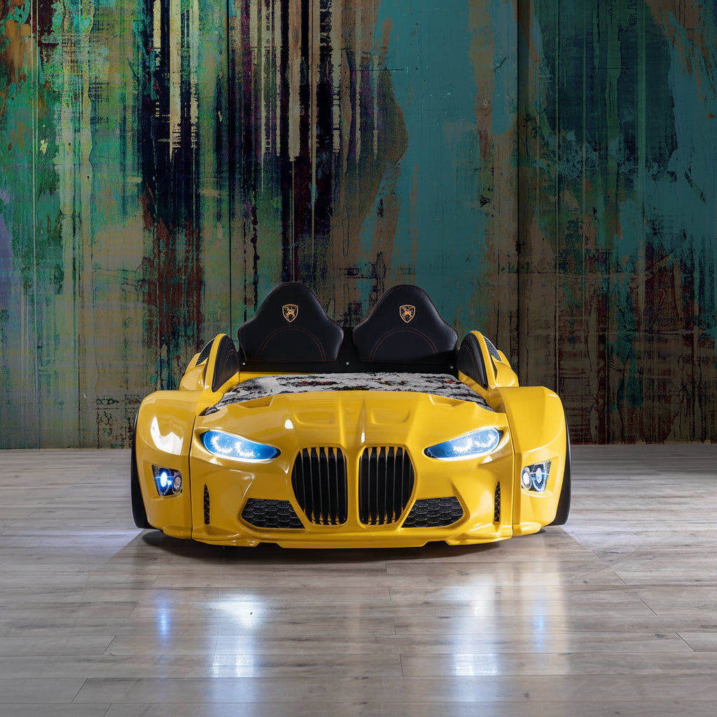 GTM Champion Kids Car Bed Yellow