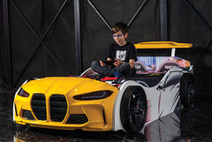Luxury Premium Gtx Kids Racing Yellow Car Beds with Lights and Sounds