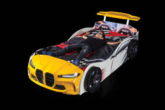 Luxury Premium Gtx Kids Racing Yellow Car Beds with Lights and Sounds