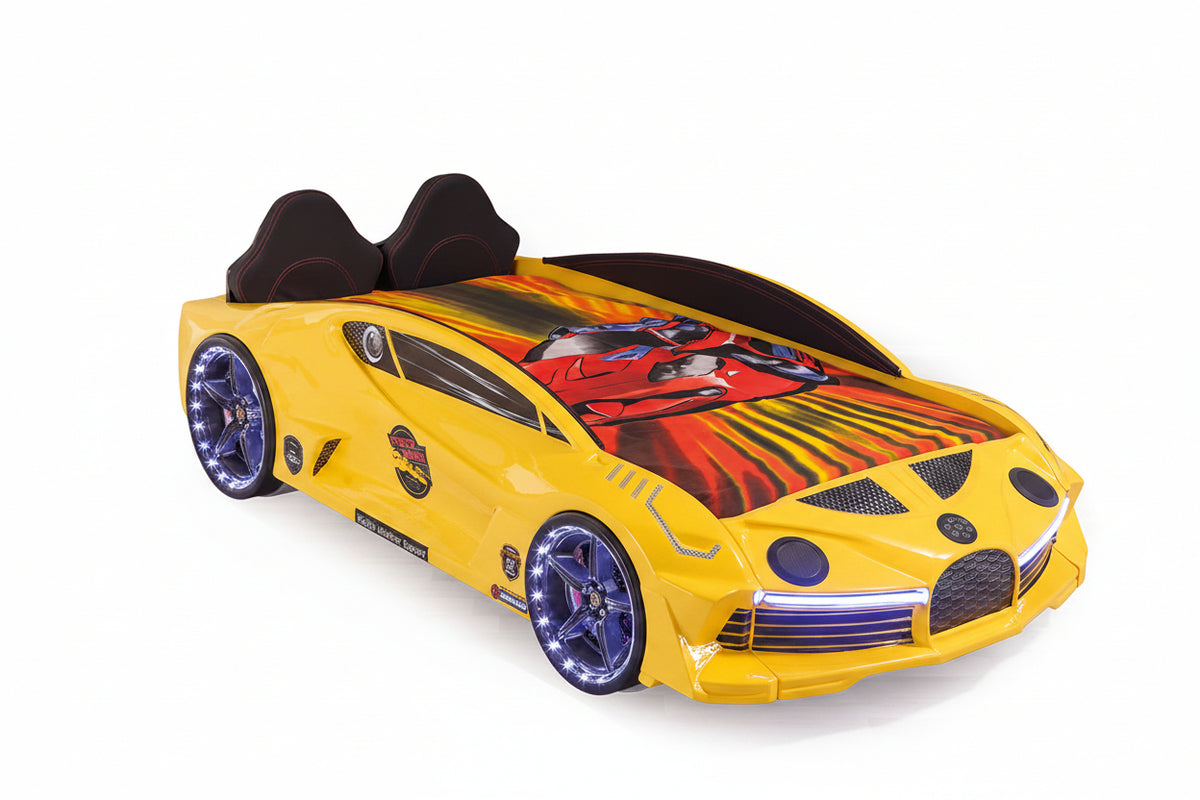 Premium Yellow Speed Race Car Beds for Kids