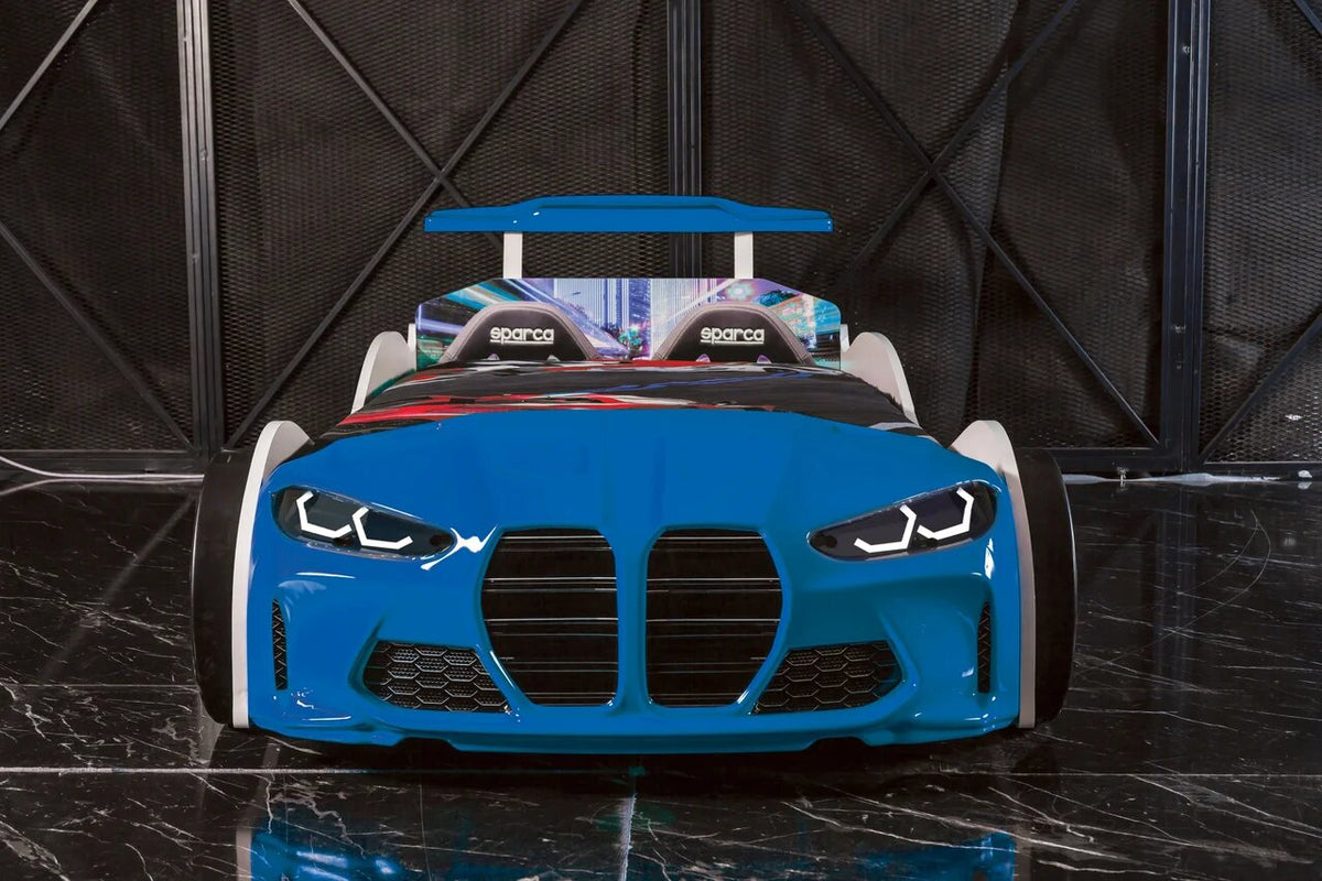 Luxury Premium Gtx Kids Racing Blue Car Beds with Lights and Sounds