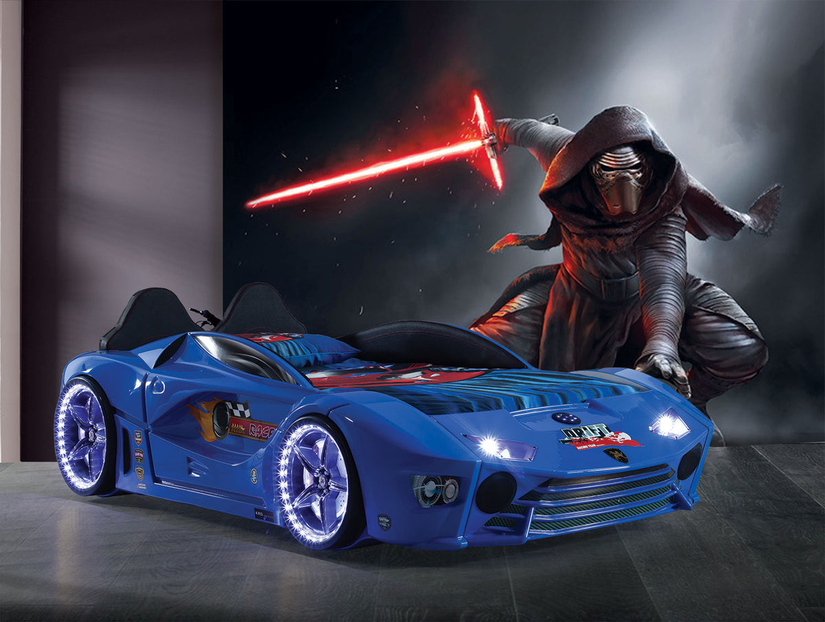Luxury Kids Blue Race Car Bed