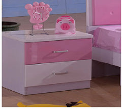 Starry Charm Kids Bedside Table – Vibrant Pink & White Design with Durable Storage Drawers