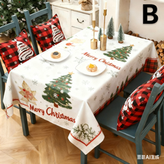 Christmas gift Christmas Tablecloth - Festive 180x150cm Table Cover for Holiday Dining & Home Decor（E）