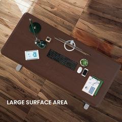 FORTIA Sit To Stand Up Standing Desk, 150x68cm, 72-118cm, Height Adjustable, 50kg Rated, Walnut Style/Silver Frame