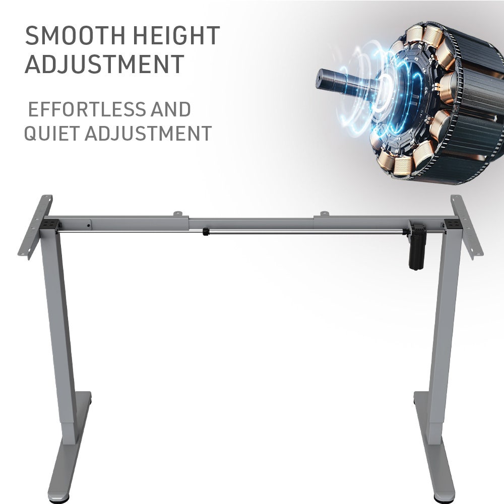FORTIA Sit To Stand Up Standing Desk, 150x68cm, 72-118cm, Height Adjustable, 50kg Rated, Walnut Style/Silver Frame