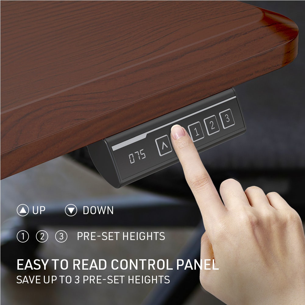 FORTIA Sit To Stand Up Standing Desk, 150x68cm, 72-118cm, Height Adjustable, 50kg Rated, Walnut Style/Silver Frame