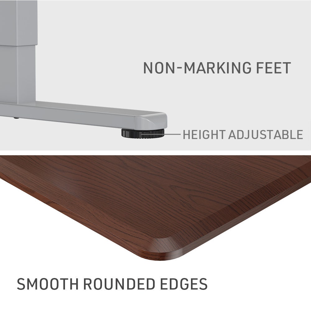 FORTIA Sit To Stand Up Standing Desk, 150x68cm, 72-118cm, Height Adjustable, 50kg Rated, Walnut Style/Silver Frame