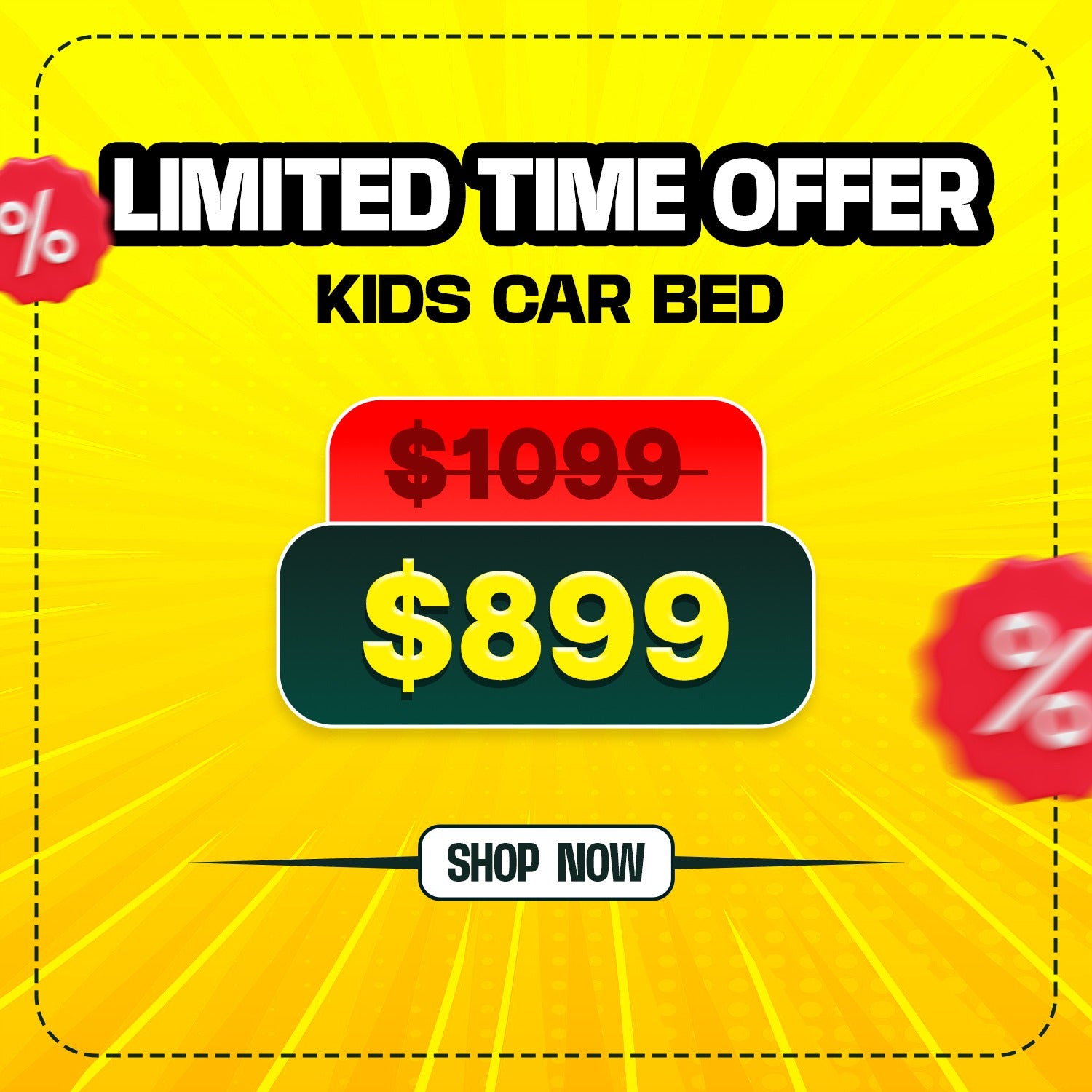 Yellow Speed  Race Car Beds for Kids