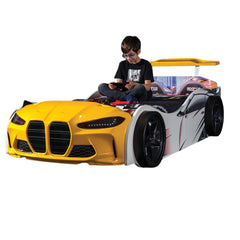 Turbo Speed Yellow  Kids Race Car Bed