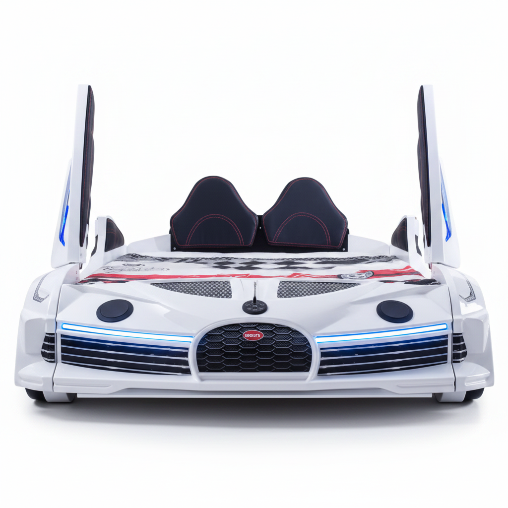 Midnight White Double Car Beds for Kids