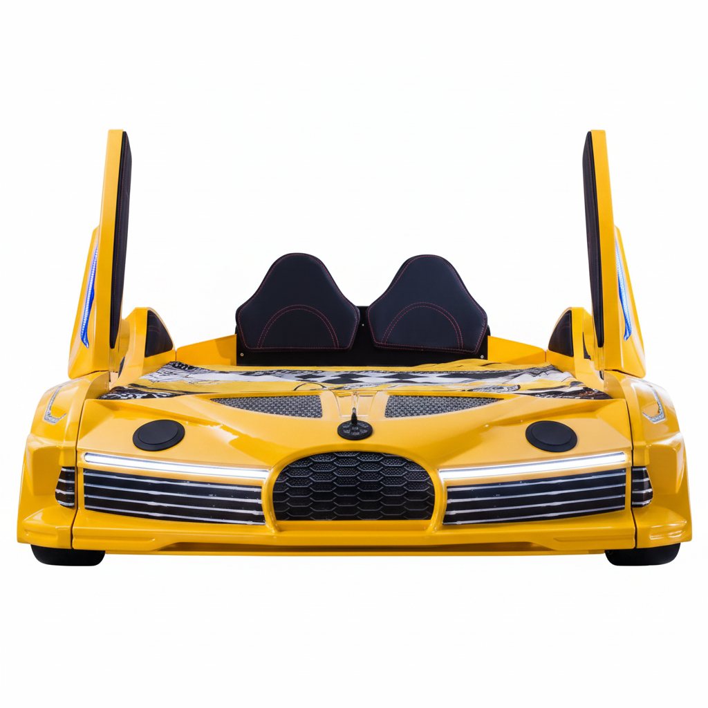 Hyper Yellow Double Car Beds for Kids