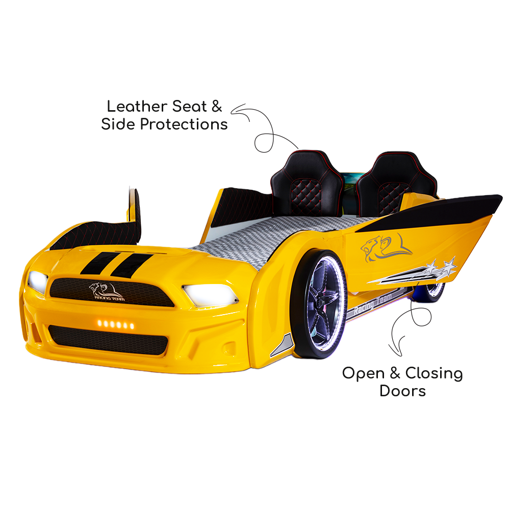 Yellow Speed  Race Car Beds for Kids