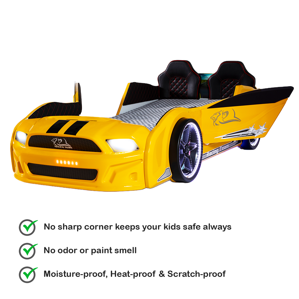 Yellow Speed  Race Car Beds for Kids