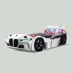 Luxury Premium Gtx Kids Racing White Car Beds with Lights and Sounds