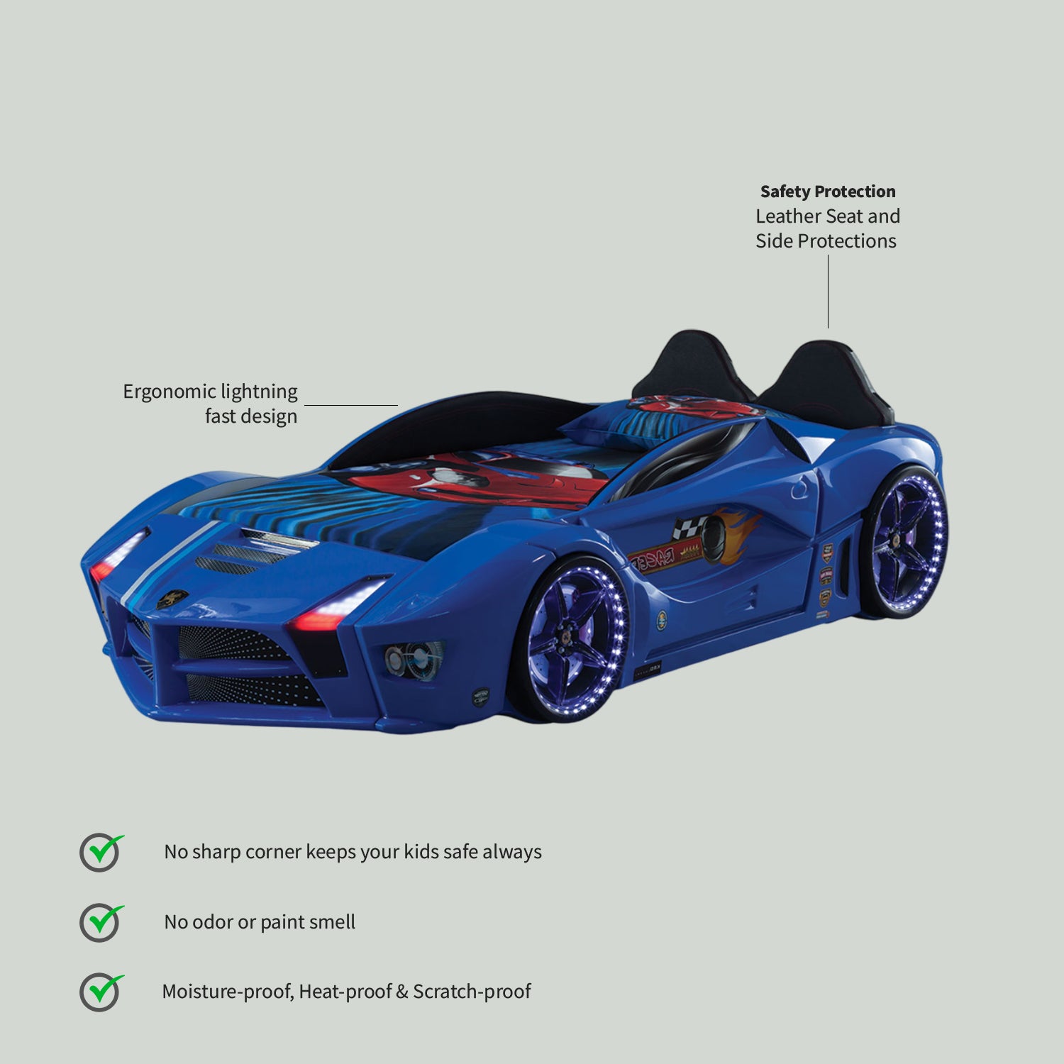 Race Car Bed Blue Design For Little Champs