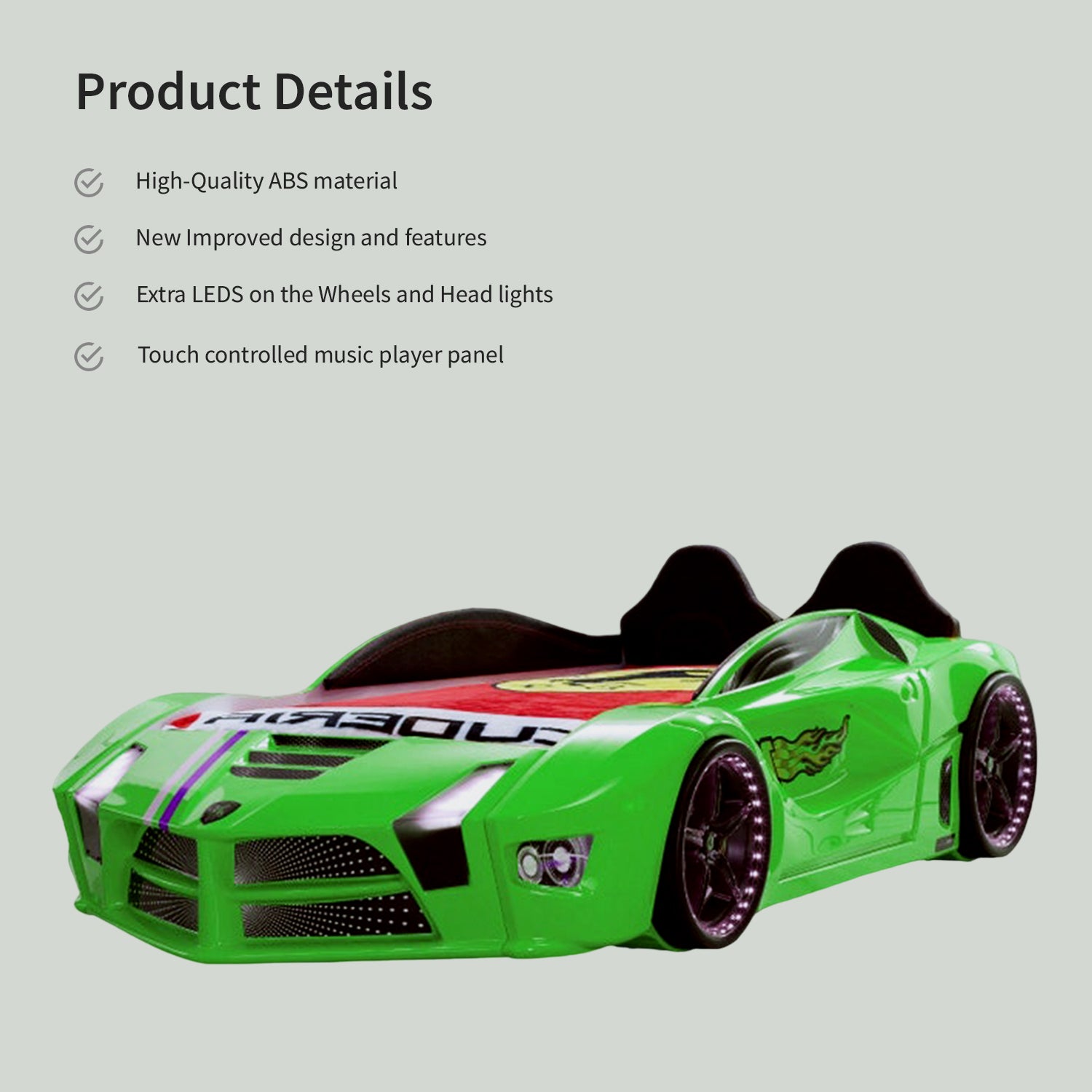 Racing Green Car Bed Design For Little Champs