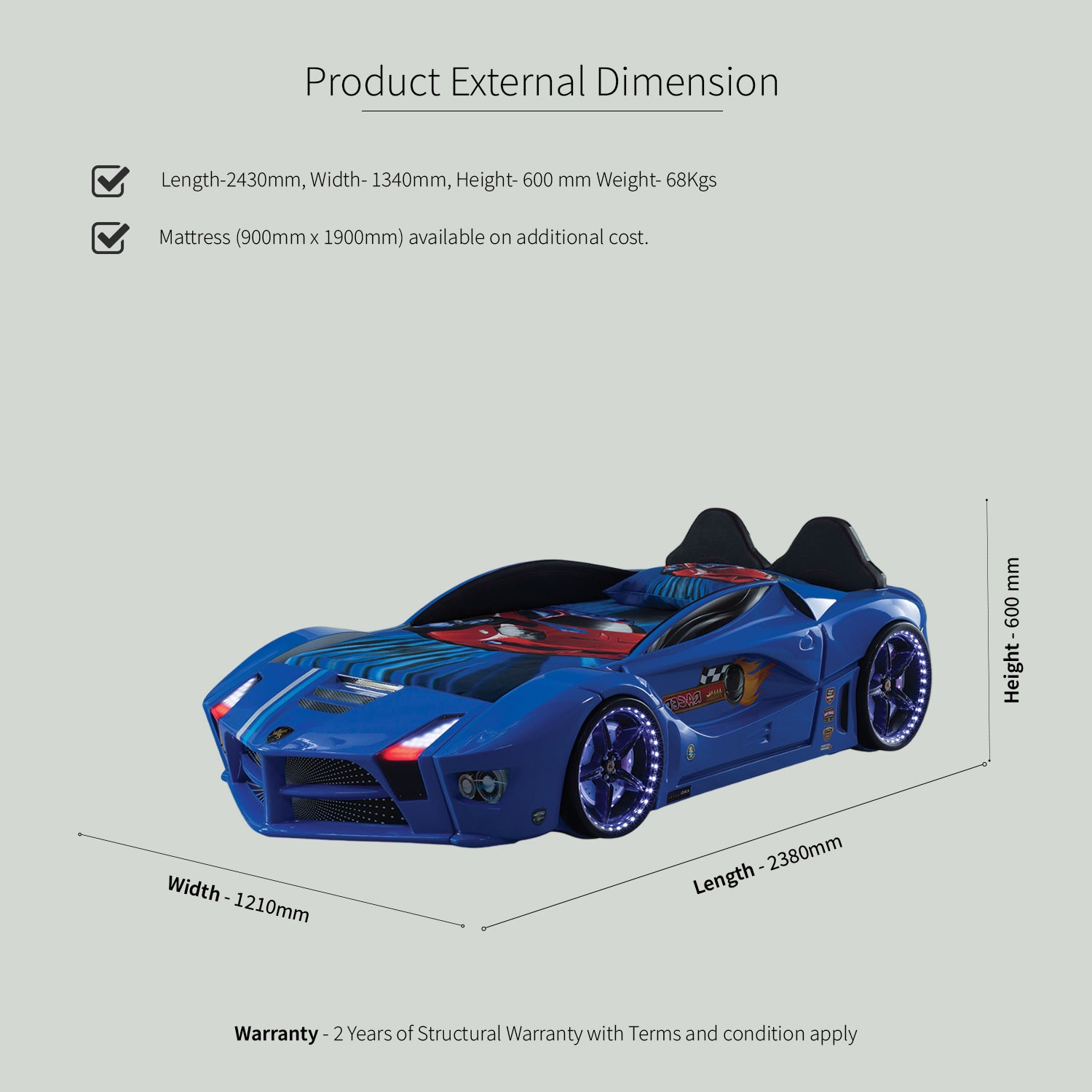 Race Car Bed Blue Design For Little Champs