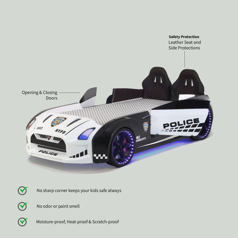 Gtx Sports Police Racing Car Beds with Lights and Sounds