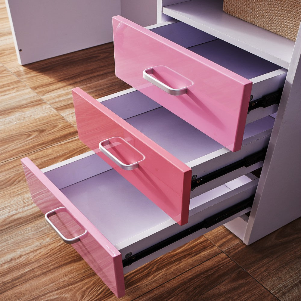 Study Table With Bookshelf Desk And Chair For Teen/Kids, Writing Desk 1.2m Pink Durable HDF Quality