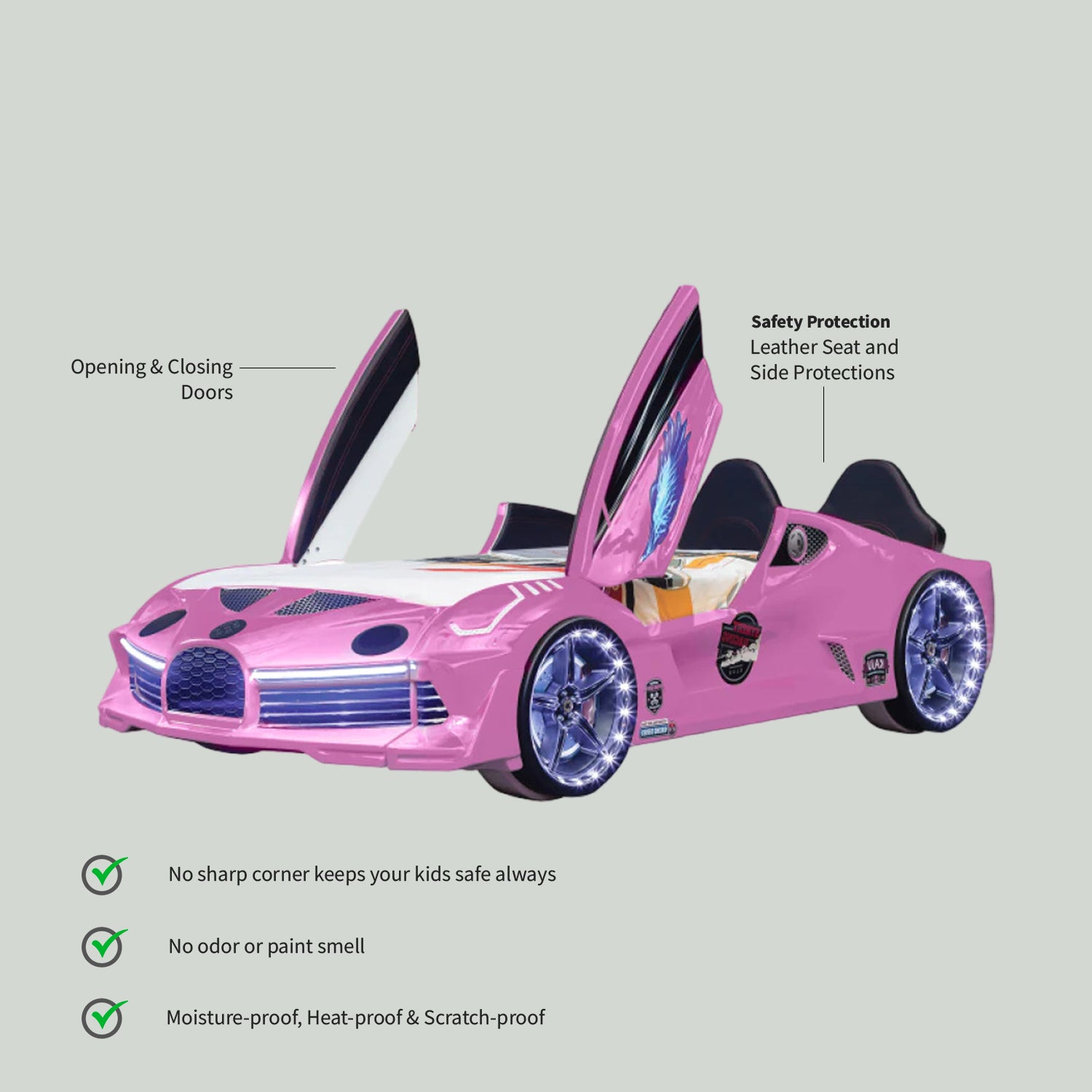 Luxury Pink Race Car Bed Design For Little Champs